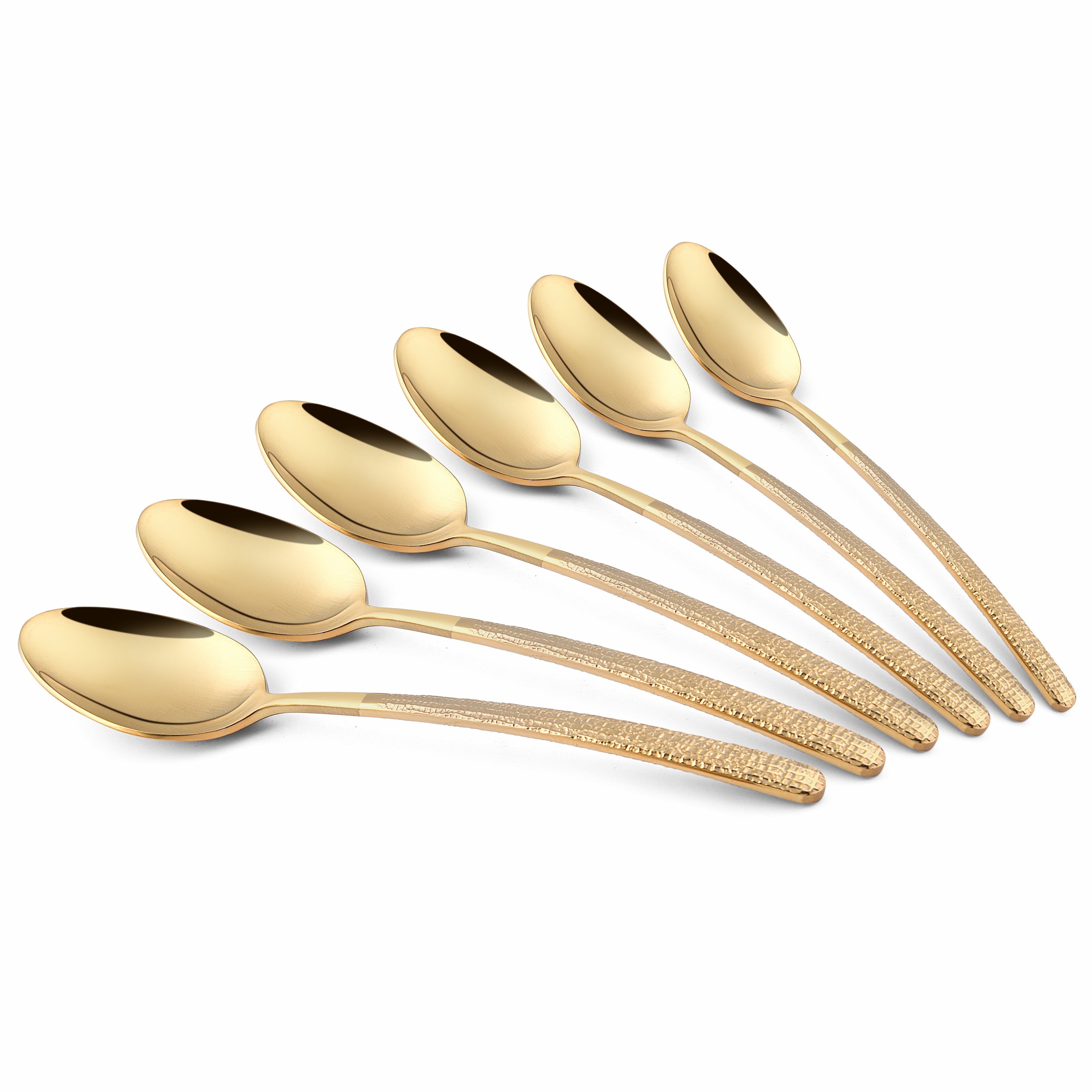 Chef Vicky Ratnani's Signature Collection By FnS Velora Stainless Steel Dessert Spoon 6 Pcs Set | Premium Textured Handle Design Cutlery for Home, Dining & Kitchen