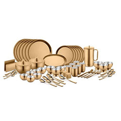 FnS BONBON Stainless Steel Dinner Set (60pcs, Rose Gold)