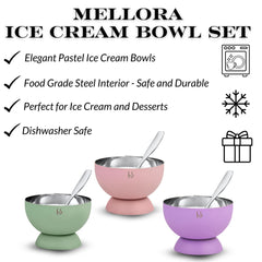 FNS Mellora Multi Color Dessert Bowl Set of 6 Bowl & Spoon for Ice Cream