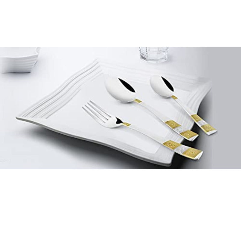 FNS Tiffiny 24 Karat Gold Plated Cutlery Set with Stand