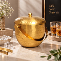 Apple Ice Bucket – Hammered Gold Matt PVD Finish (Stainless Steel)