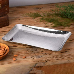 FnS Stainless Steel Rectangular Hammered Finish Deep Platter