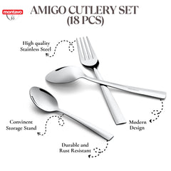 Montavo by FnS Amigo Stainless Steel Cutlery Set of 18 Pcs