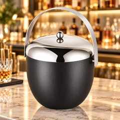 FnS Apple Double Wall Black Stainless Steel Ice Bucket