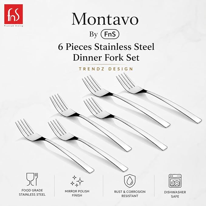 Montavo by FnS Trendz 6-Pc Mirror Finish Stainless Steel Dinner Fork Set