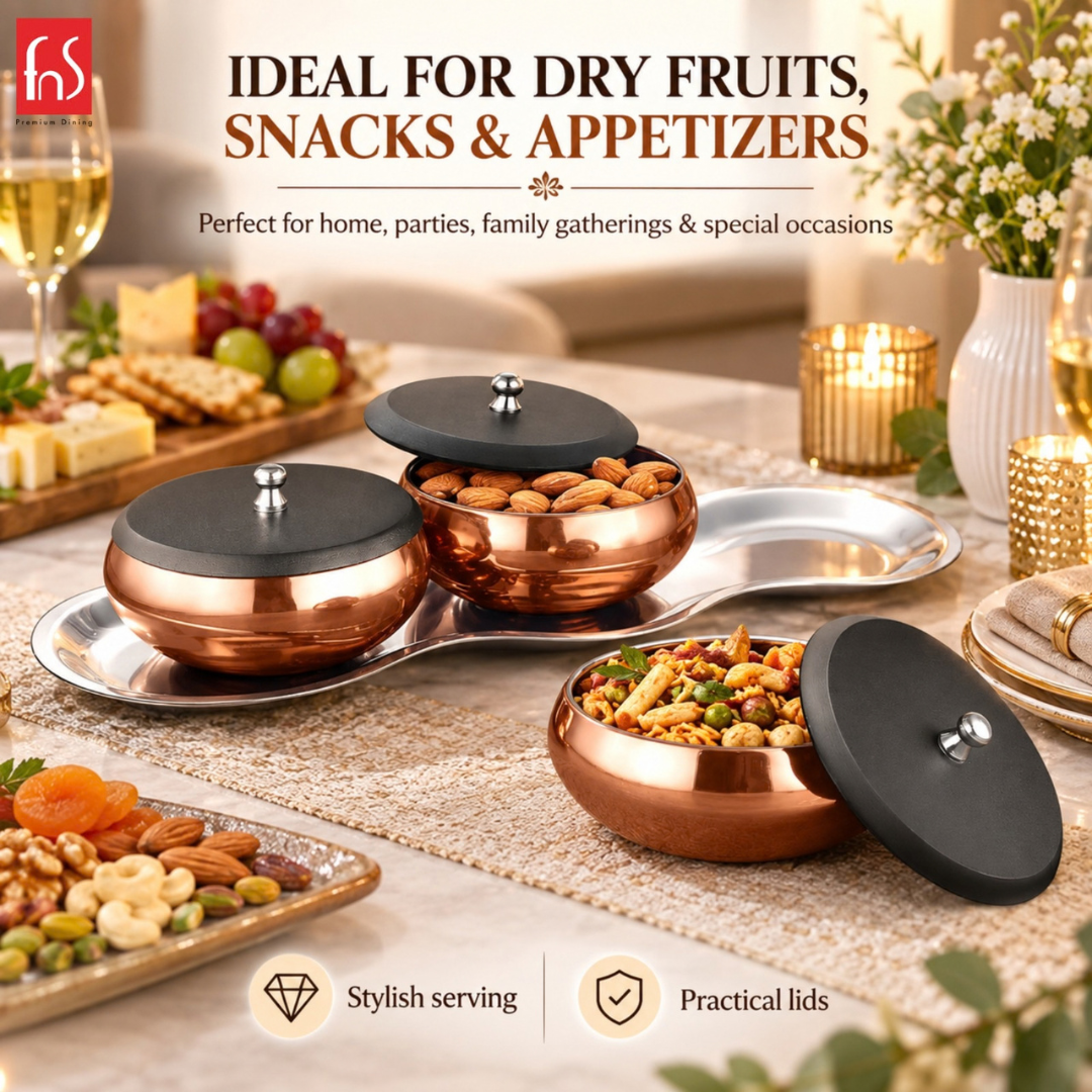 FnS Wave 4-Pc Rose Gold Stainless Steel Serving Set