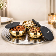 FnS Orbit 4-Pc Gold Stainless Steel Serving Set