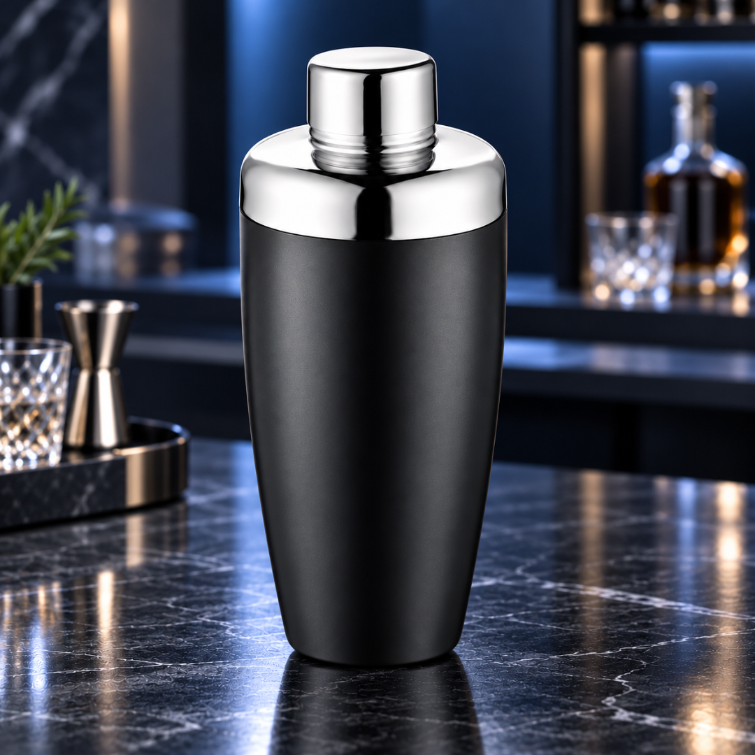 FnS Black Finish Stainless Steel Cocktail Shaker 650 ml