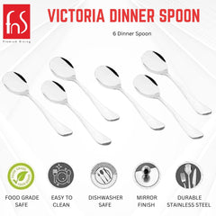 FnS Victoria Stainless Steel 6 Pcs Dinner Spoon Set