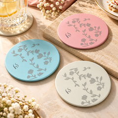 FnS Sesia 6-Pc Multicolour Floral Stainless Steel Round Coaster Set
