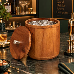 Wooden Ice Bucket – Wood & Stainless Steel Finish