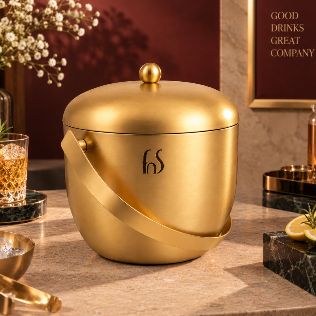 Apple Ice Bucket – Gold Matt PVD Finish (Stainless Steel)
