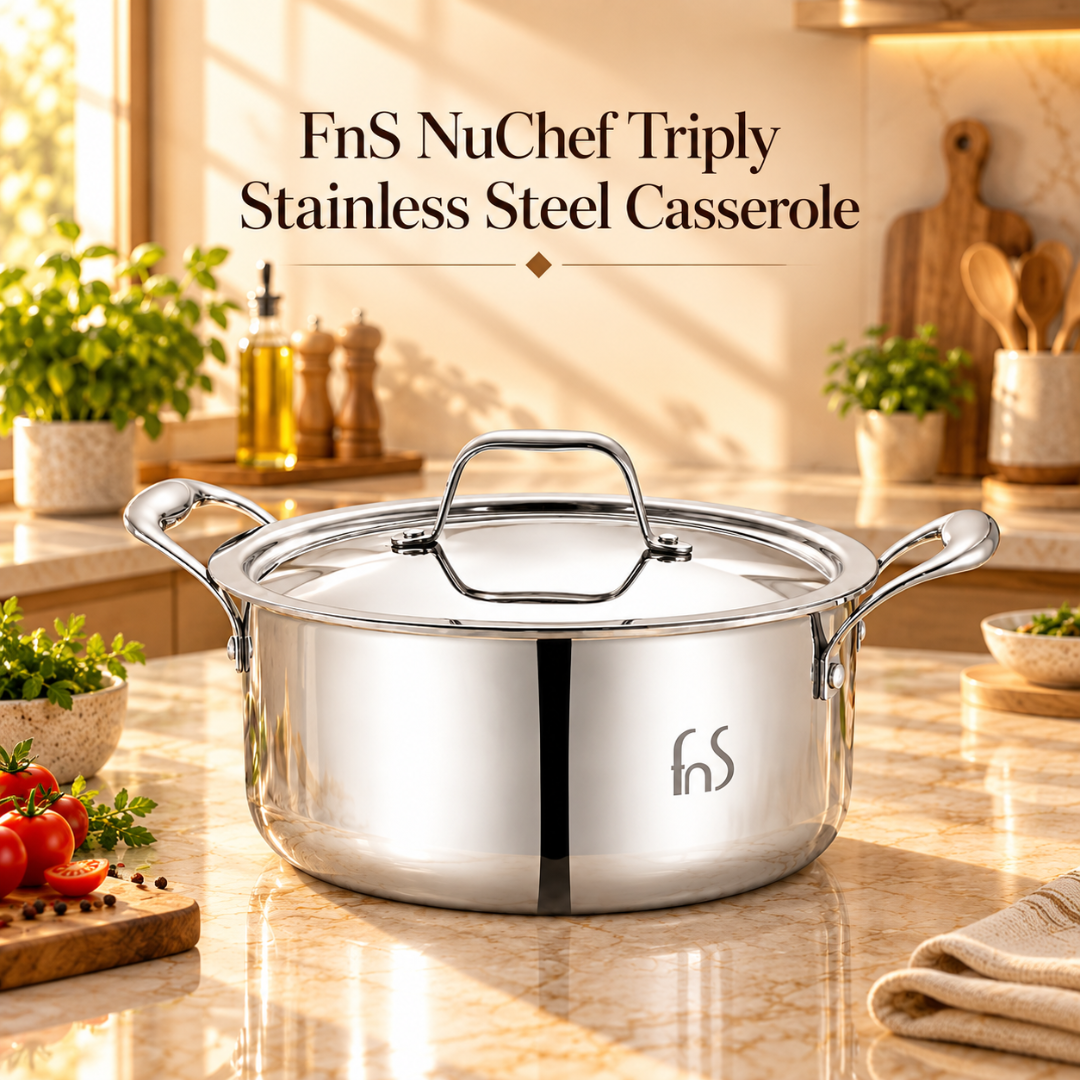 FnS NuChef Triply Stainless Steel Casserole 22 cm