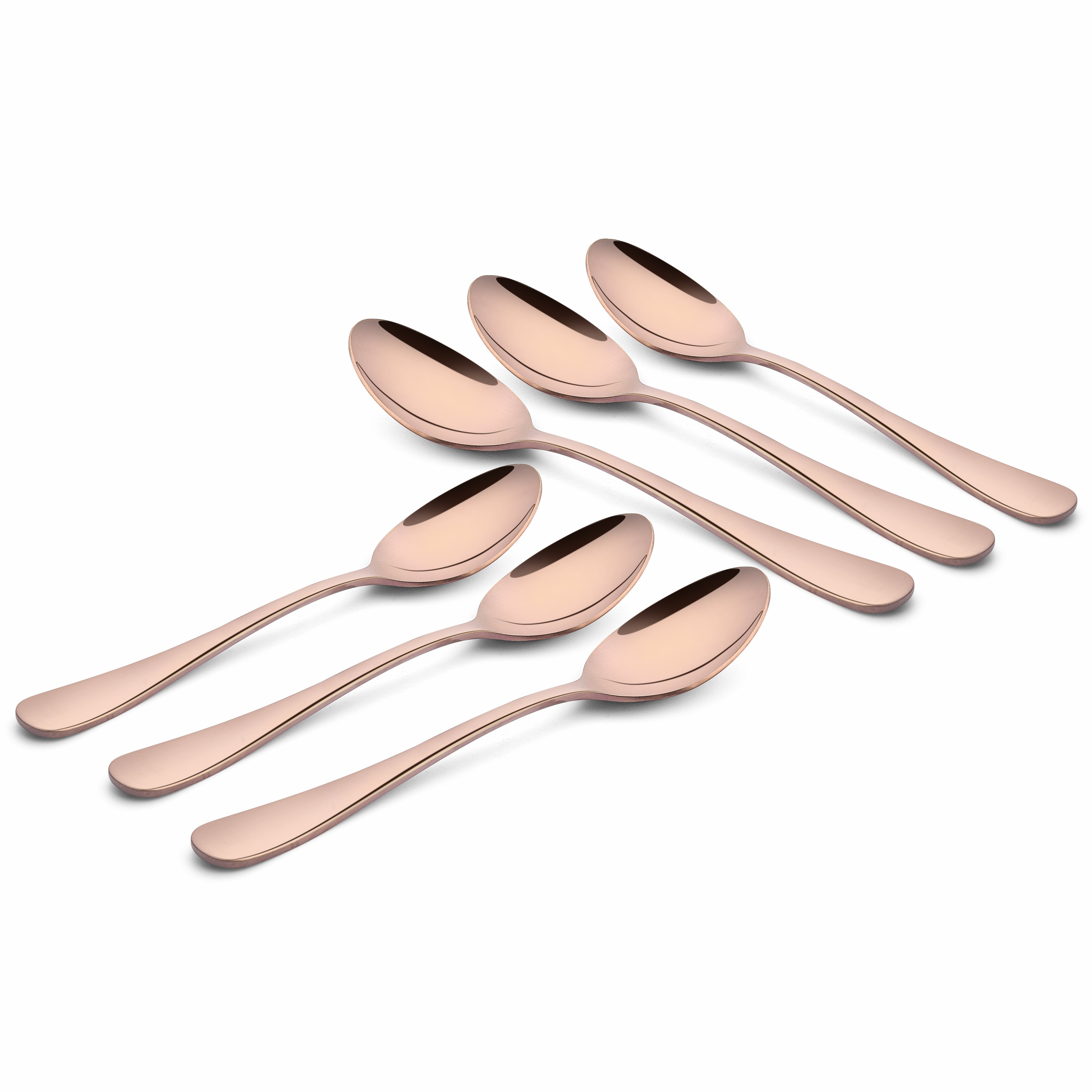 Chef Vicky Ratnani's Signature Collection By FnS Livo Rose Gold Stainless Steel Dessert Spoon 6 Pcs Set | Premium refined finish Handle Design Cutlery for Home, Dining & Kitchen