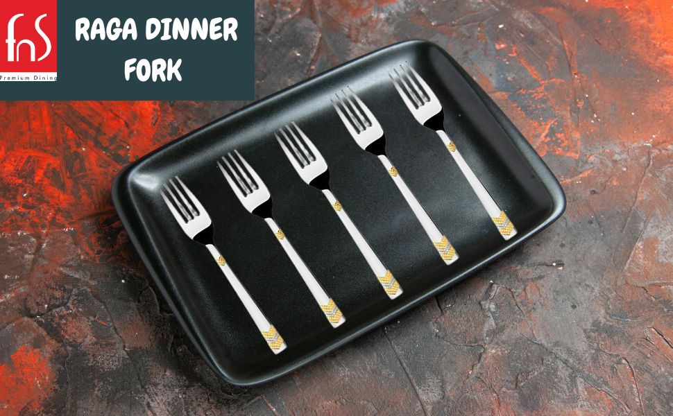 FnS RAGA 24 Karat Gold Plated 6 Pcs Dinner Fork Set