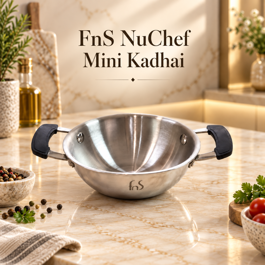 FnS NuChef Triply Stainless Steel Mini Kadhai 14 cm