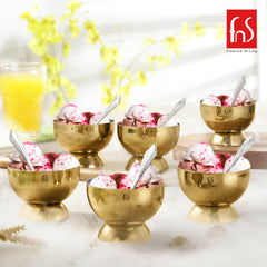 FnS Premium Stainless Steel Savory Ice Cream Bowls Gold