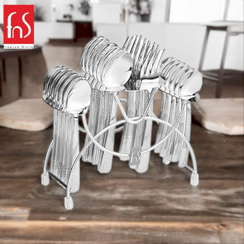FnS 24 pcs Stainless Steel Zest Cutlery Set with Stand