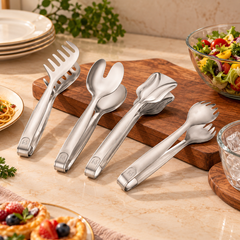 FnS 4-Pc Stainless Steel Multi-Utility Tong Set for Serving & Kitchen