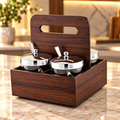 FnS Cadiz Wooden Revolving Condiment Set