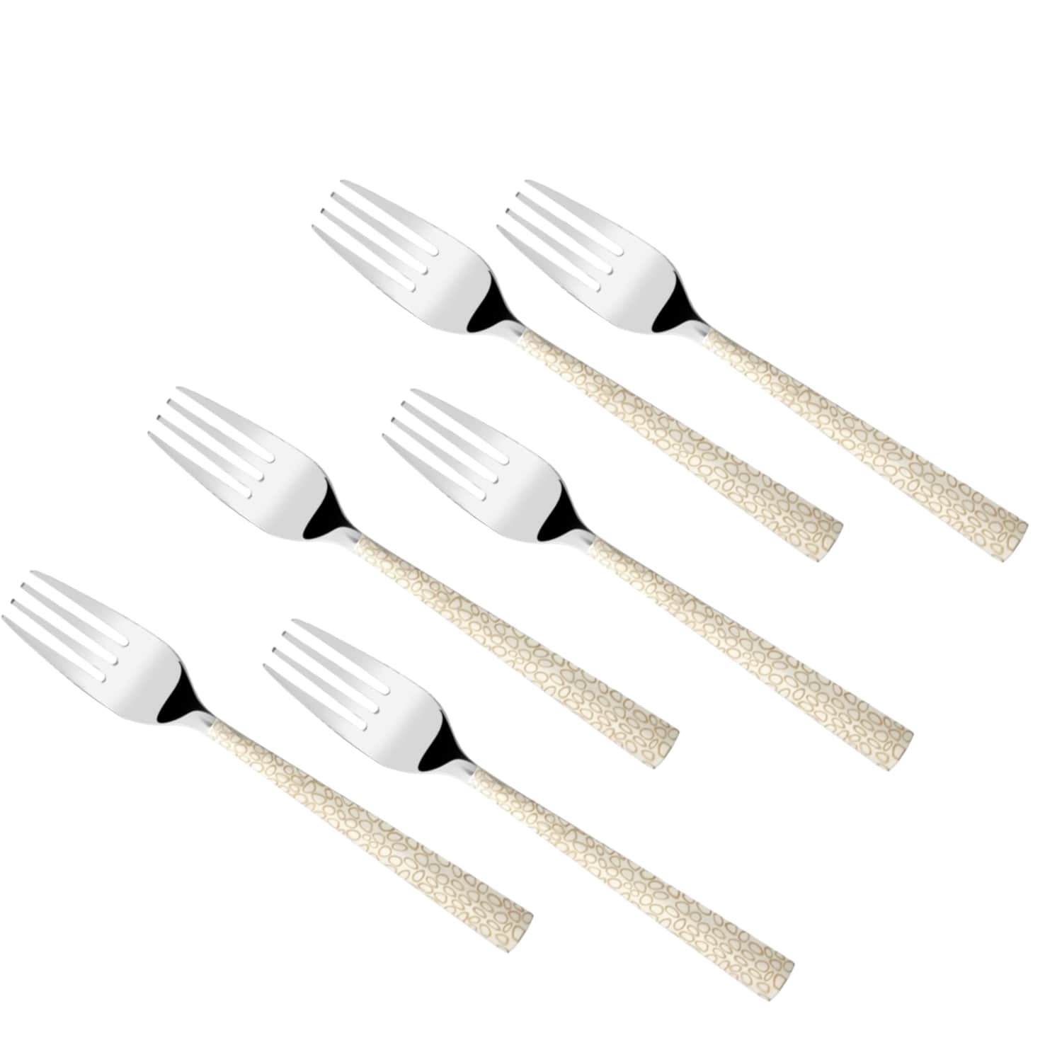 Montavo by FnS Pebble Laser Design Stainless Steel 6 Pcs Dinner Forks Set