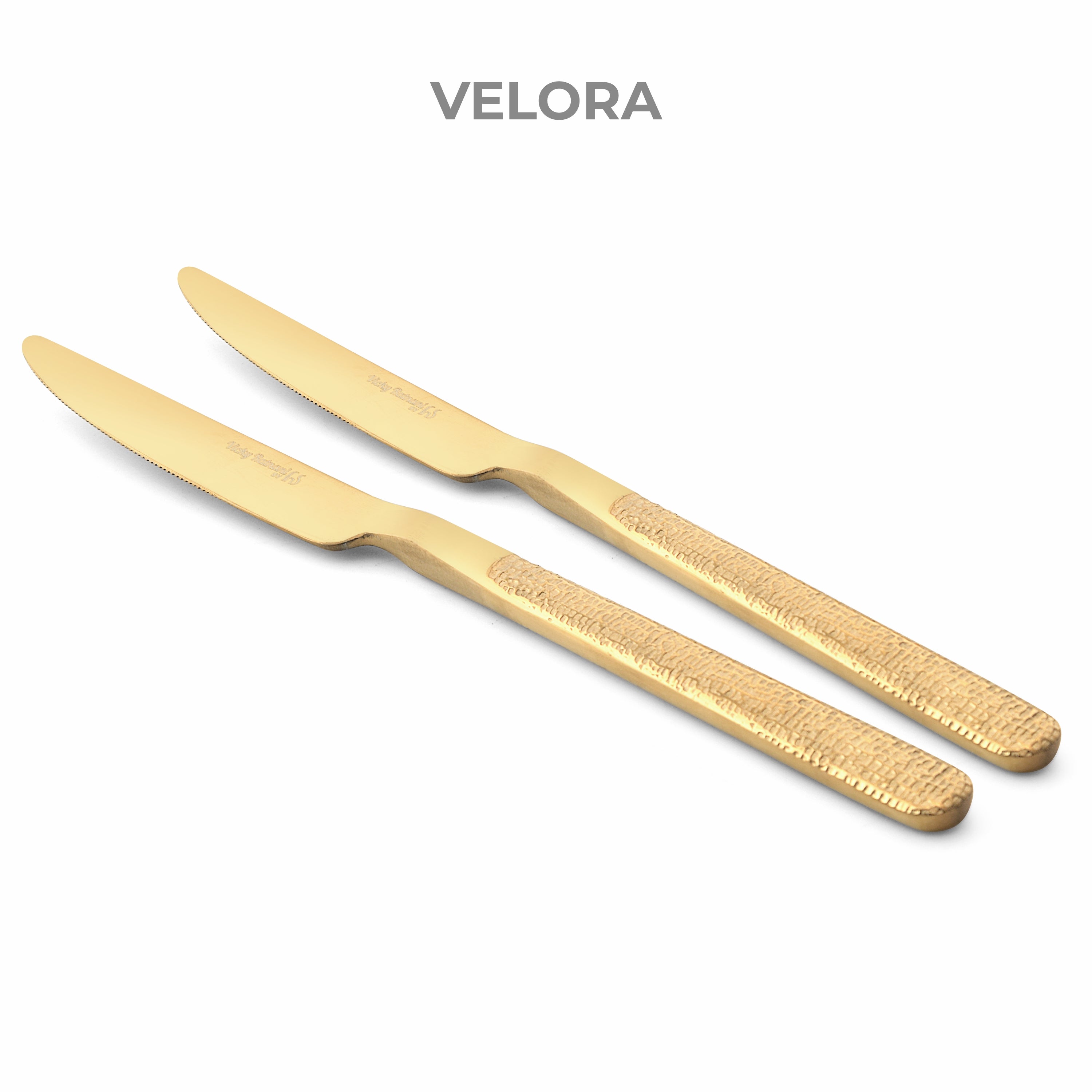 Chef Vicky Ratnani's Signature Collection By FnS Velora Dessert Knife/Dinner knife/Butter knife 2 Pcs Set | Premium Textured Handle Design Cutlery for Home, Dining & Kitchen