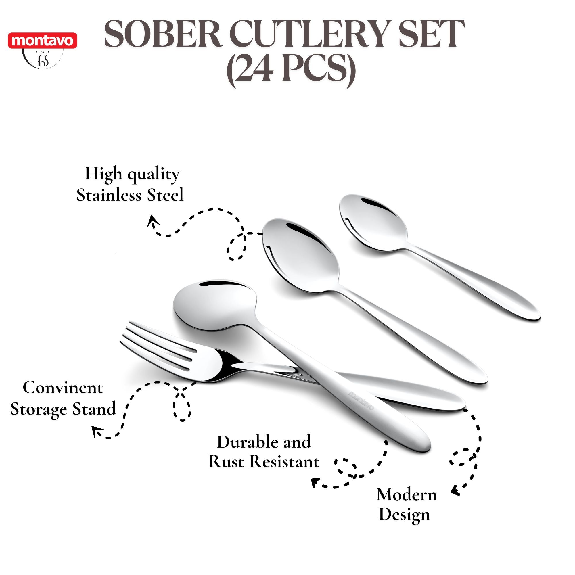 Montavo by fns Amigo Stainless Steel 24 Pcs Cutlery Set