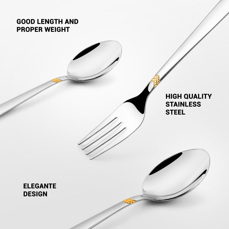 Close-up of silver cutlery highlighting elegant design, stainless steel quality, and comfortable weight balance.