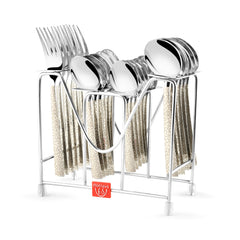 Complete 24 pcs Cutlery Set displayed on metal hanging stand