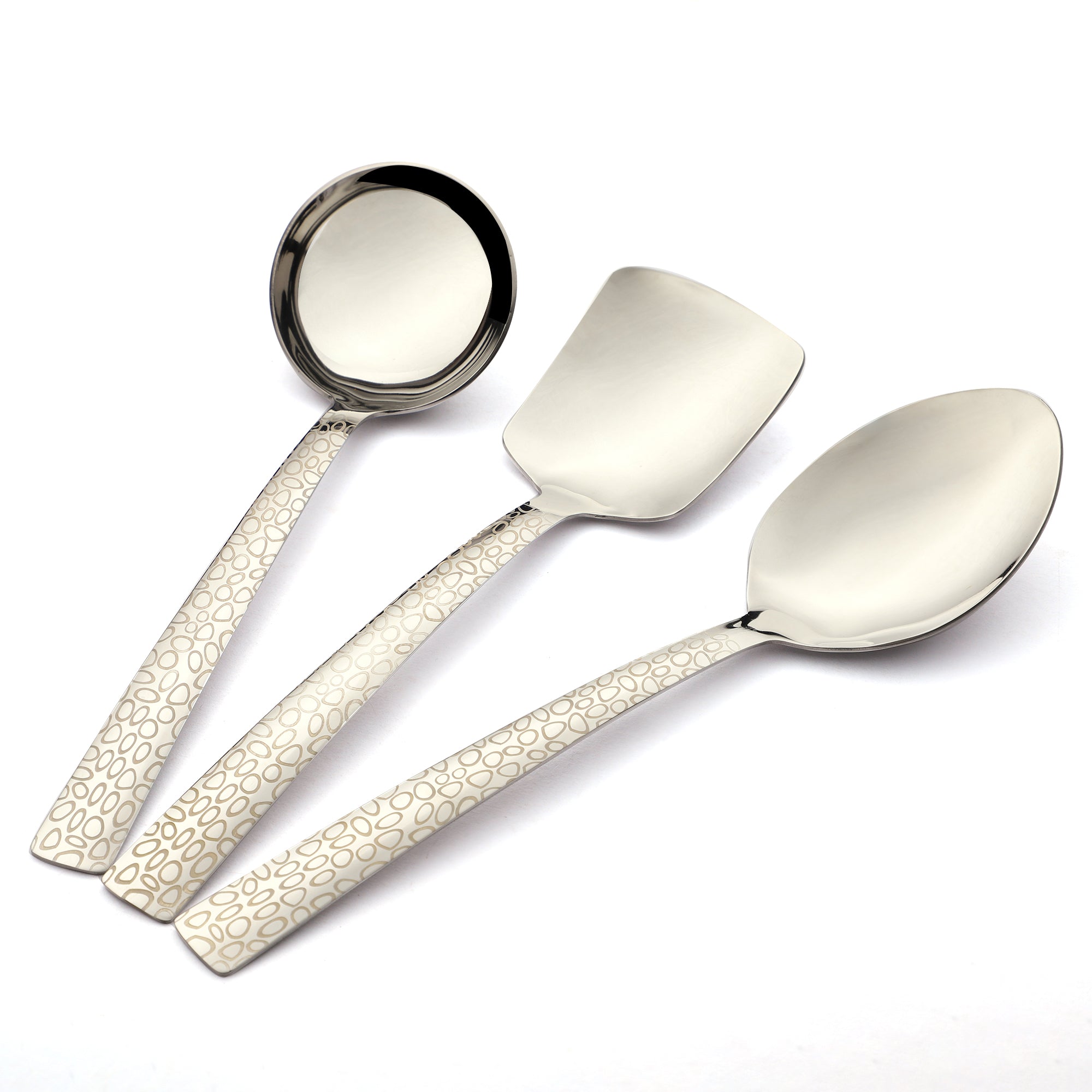 Montavo by FnS Pebble Laser Engraved 3 Pcs Serving Spoon Set
