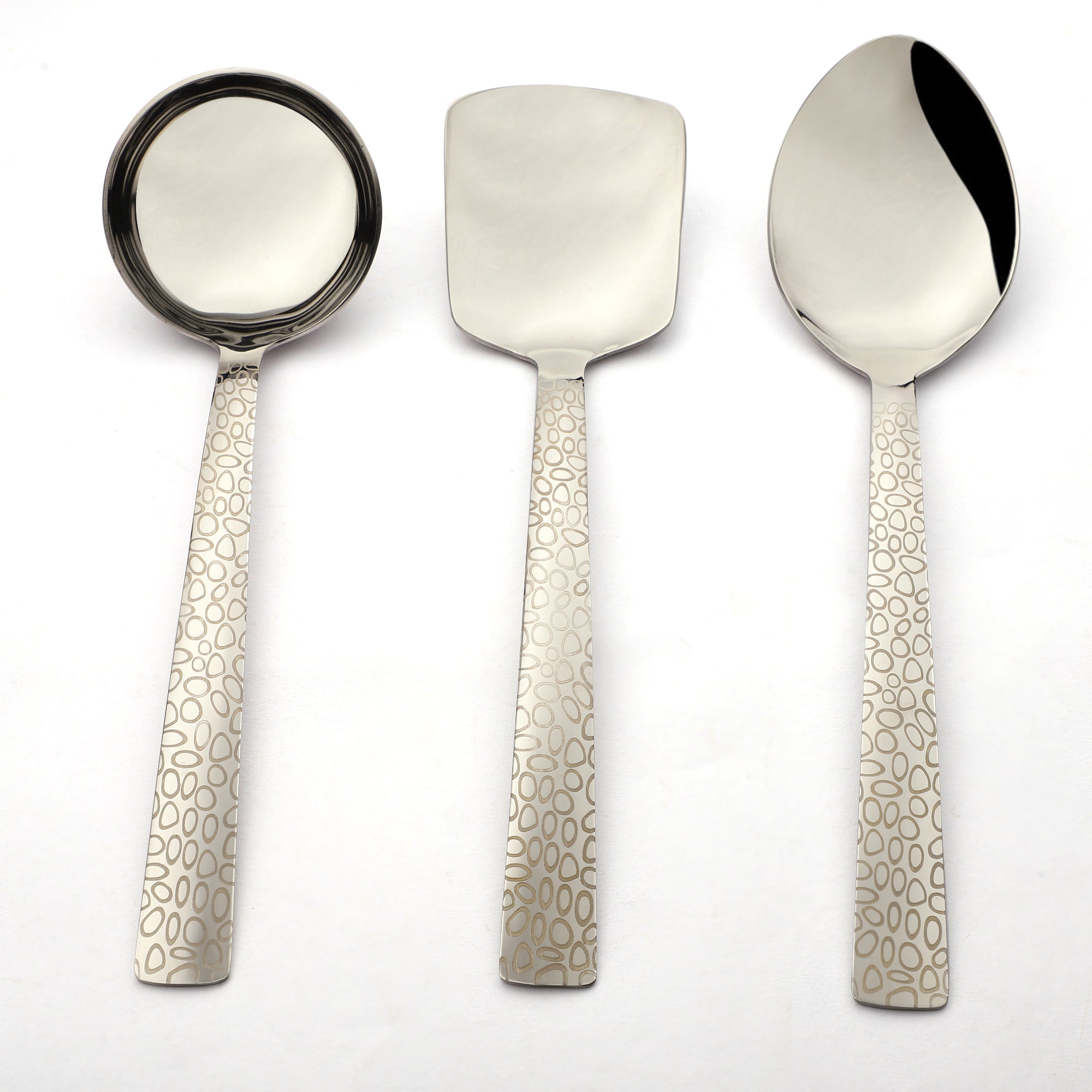 Montavo by FnS Pebble Laser Engraved 3 Pcs Serving Spoon Set