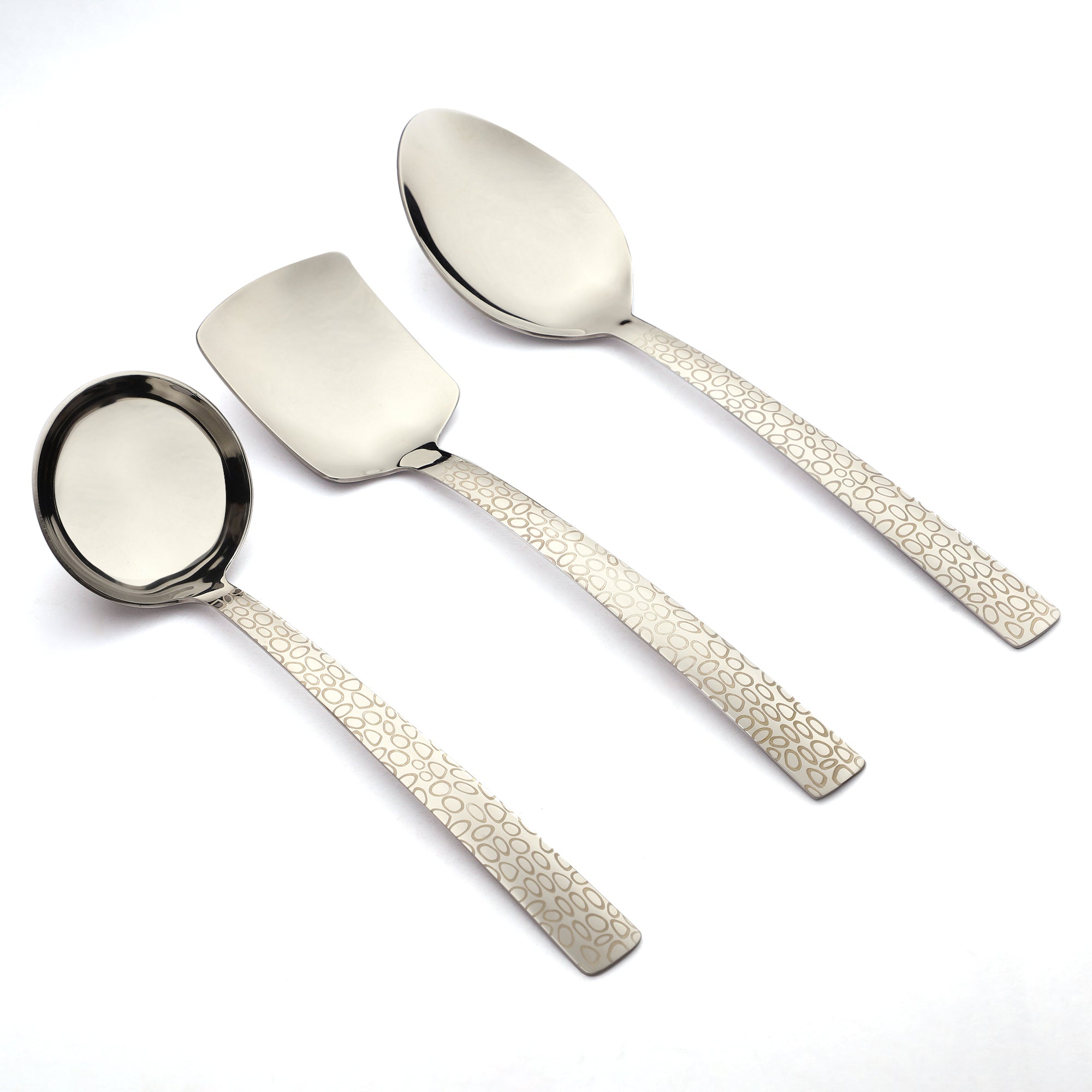 Montavo by FnS Pebble Laser Engraved 3 Pcs Serving Spoon Set