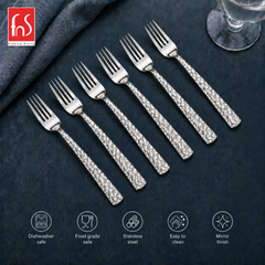 FnS Rhombo 6 Pcs Stainless Steel Dinner Fork set