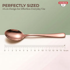 Montavo by FnS Stainless Steel Dinner Spoons | Set of 12 PVD Rose Gold Mirror Finish