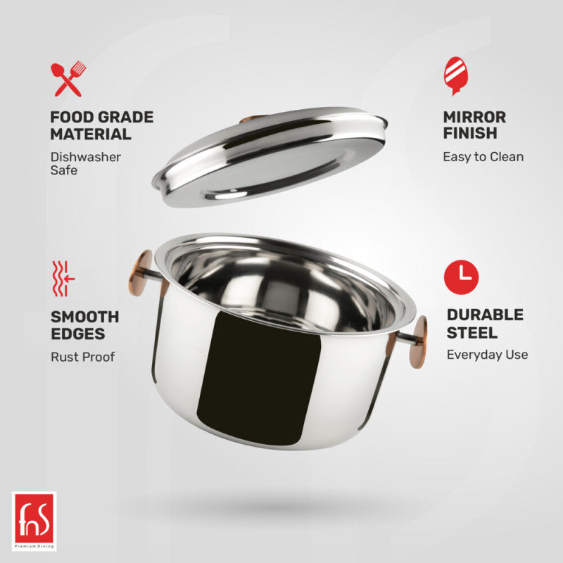 FnS Naples Stainless Steel Casserole (2200 ml)