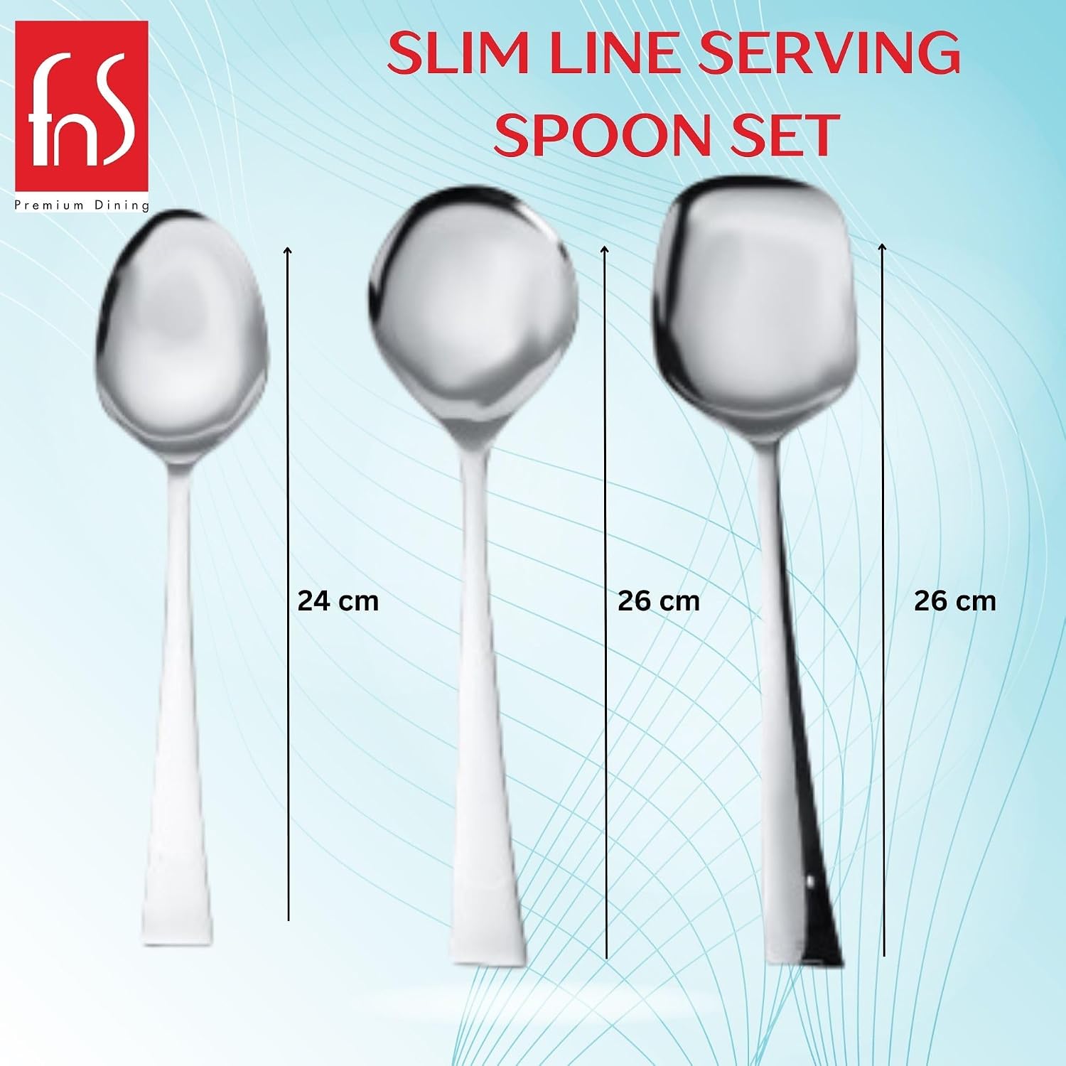 FnS Slim Line 6-Pc Stainless Steel Serving Spoon Set