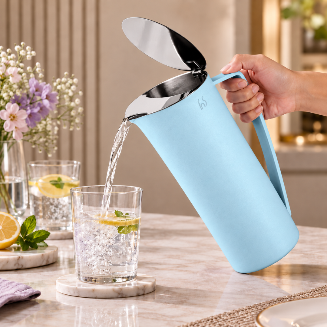 FnS Royal Sky Blue Stainless Steel Water Pitcher/Jug 1.2L