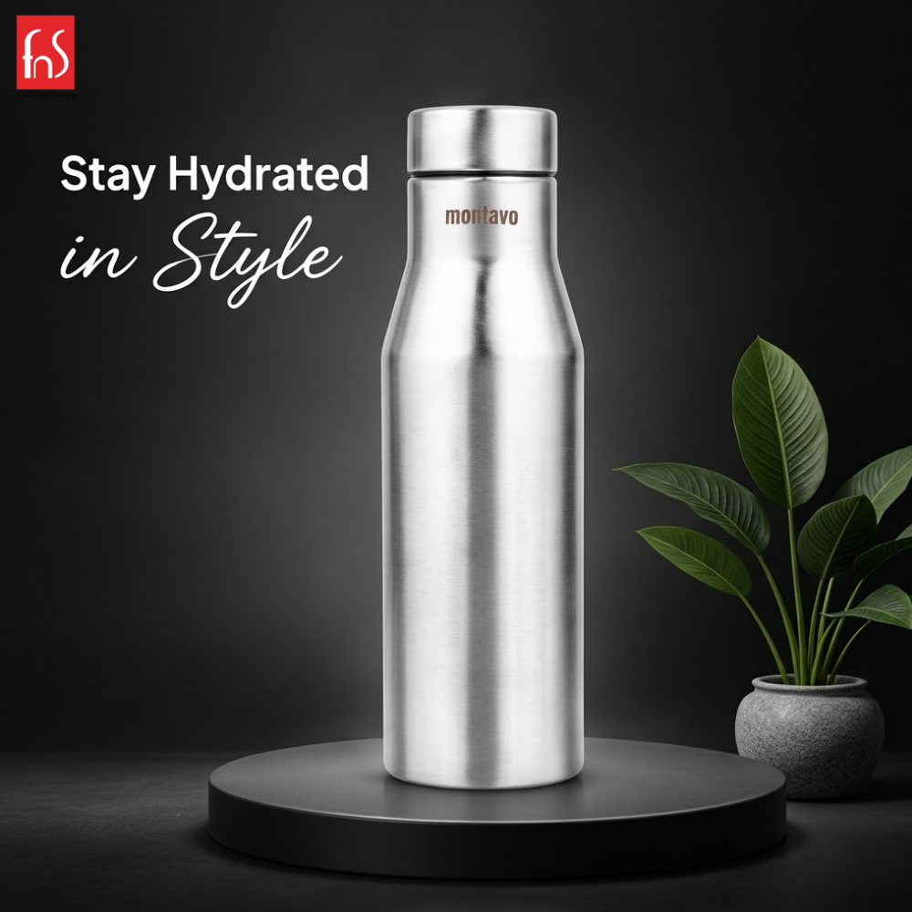 Montavo by FnS Aqua Stainless Steel Water Bottle Set of 5 (Capacity 1 ltr)