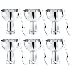 FnS Basil Stainless Steel Bowls Set of 6- Silver