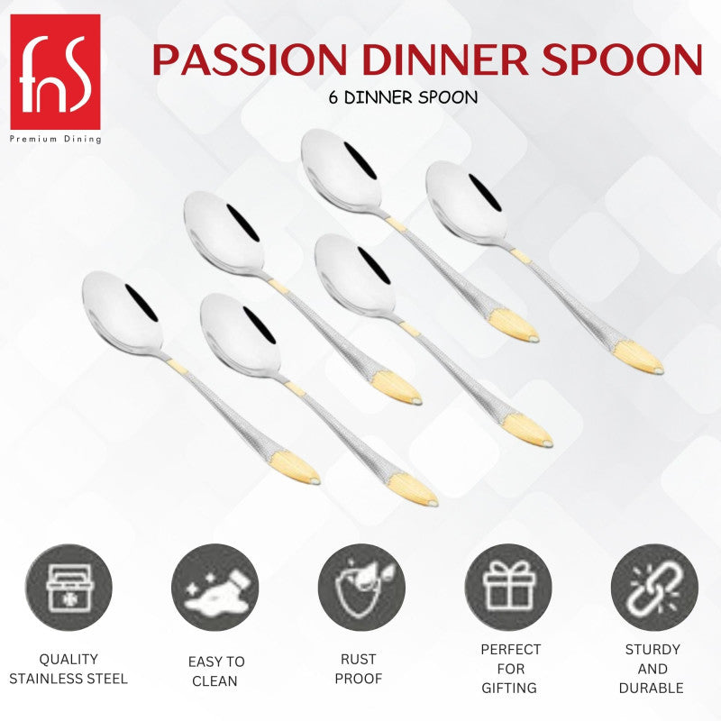Montavo by FnS Passion Real Gold Plated Stainless 6 Pcs Steel Dinner Spoon Set