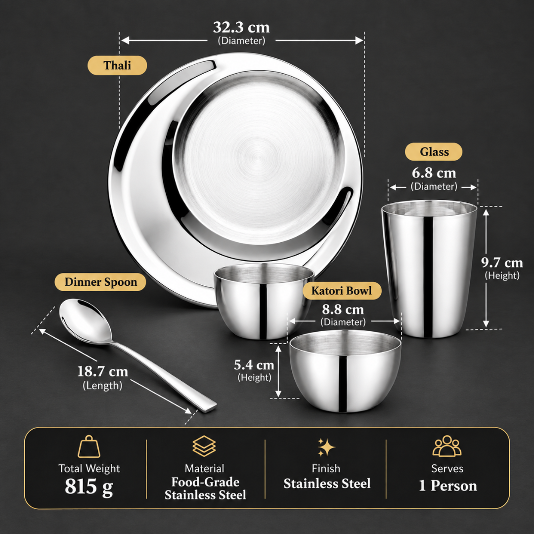 FnS Aristo Stainless Steel 5 pcs Dinner Thali Set