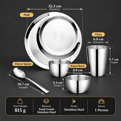 FnS Aristo Stainless Steel 5 pcs Dinner Thali Set