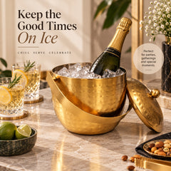 Apple Ice Bucket – Hammered Gold Matt PVD Finish (Stainless Steel)