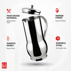 FnS Magnum Everyday Stainless Steel Water Pitcher/Jug  (1.2 LTR)