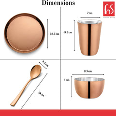 FnS Bon Bon Stainless Steel Rose Gold 5 pcs Dinner Thali Set