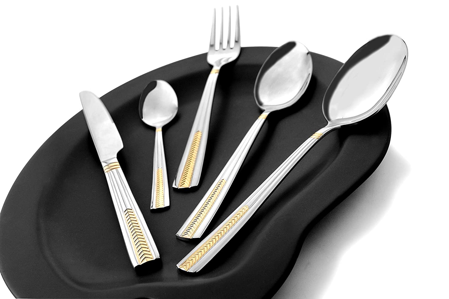 FnS Midas 24 Karat Gold Plated Cutlery Set of 24 pcs with Stand