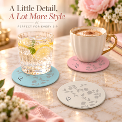 FnS Sesia 6-Pc Multicolour Floral Stainless Steel Round Coaster Set