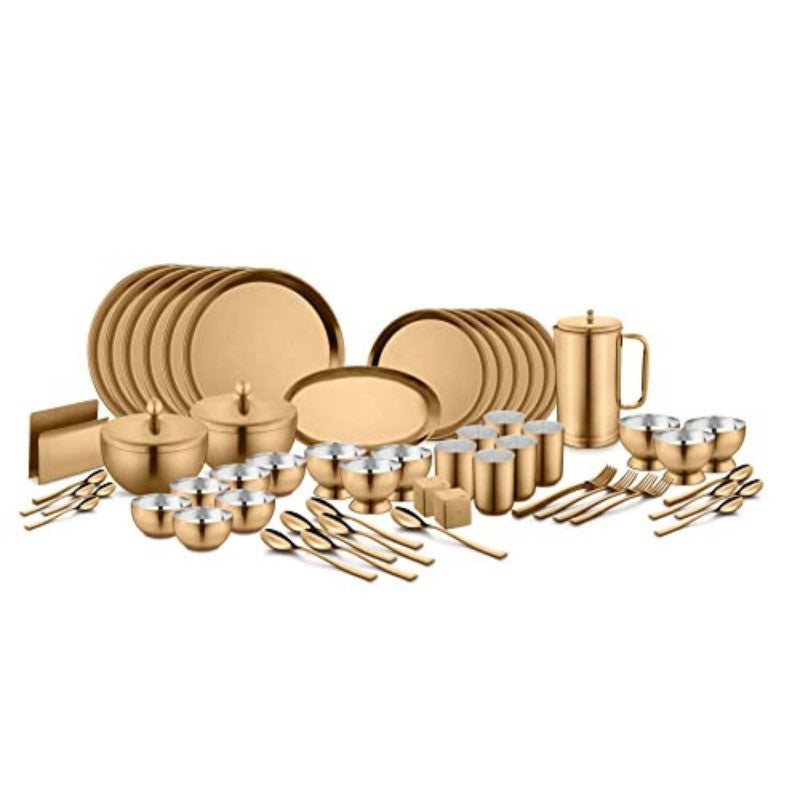 FnS BONBON Stainless Steel Dinner Set (78 Pcs, Rose Gold)