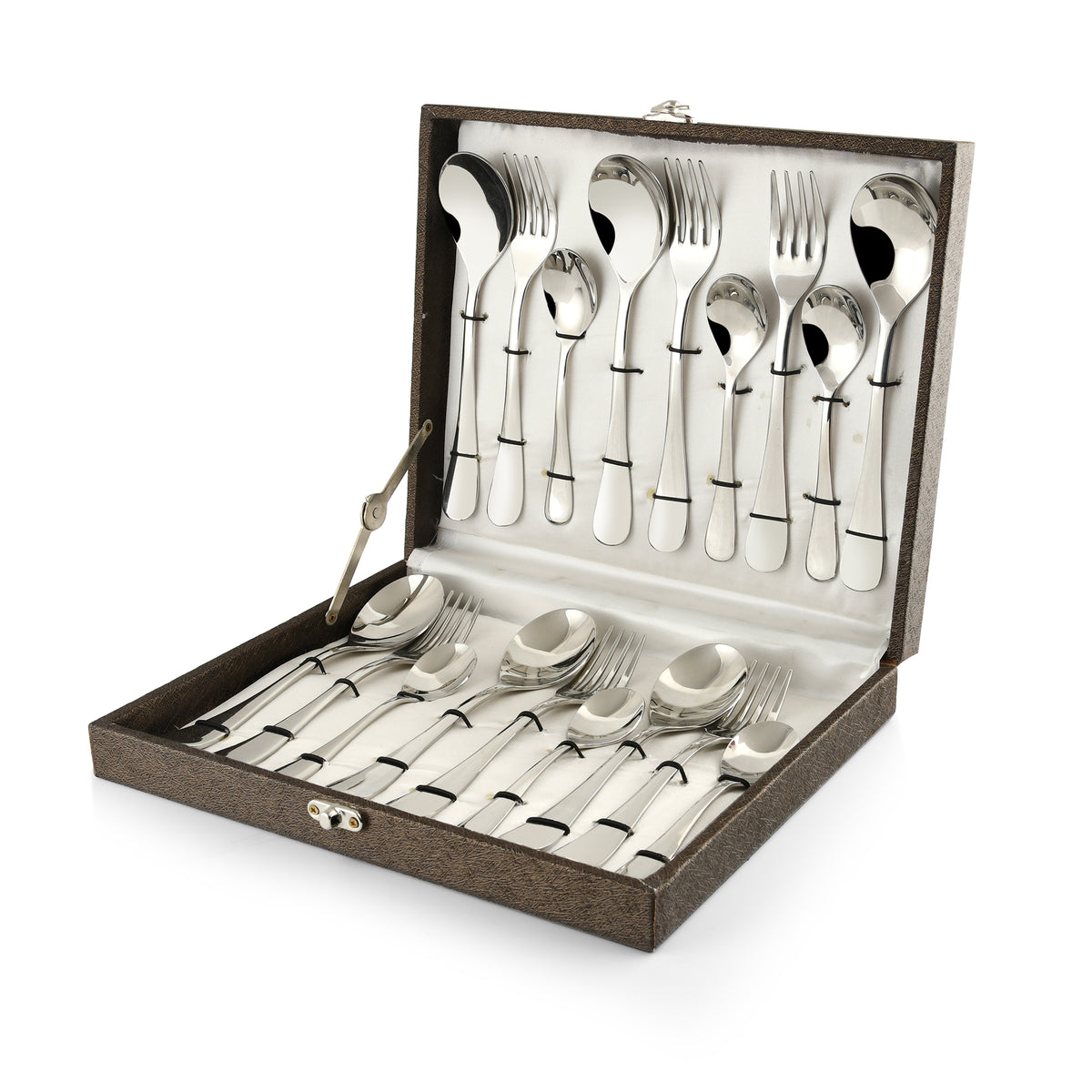FnS Victoria Stainless Steel 18 Pcs Cutlery set with Leatherette Box Packaging