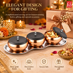 FnS Wave 4-Pc Rose Gold Stainless Steel Serving Set